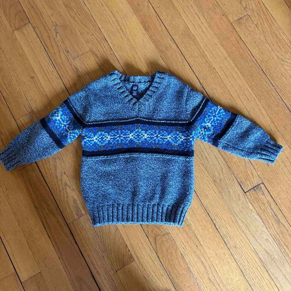 Baby Gap Heather Blue V Neck Sweater 3 Toddler